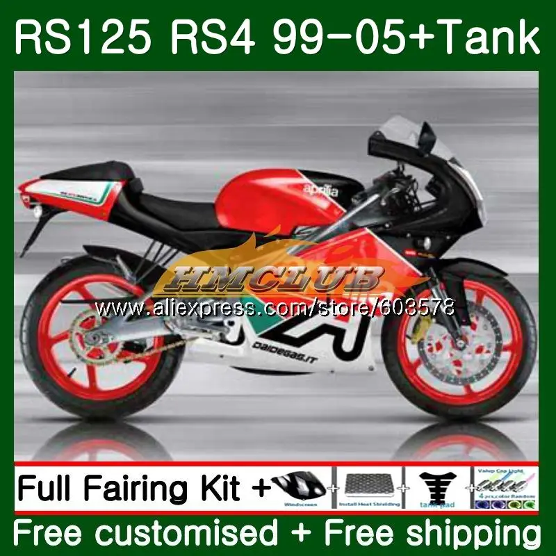 RS125R для Aprilia RS 125 RS125 99 01 02 03 04 05 44CL. 38 RS4 RS-125 RSV125 R 1999 2000 2001 2002 2003 2005 обтекающий красный черный - Цвет: No. 1