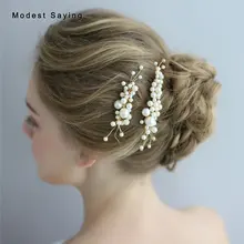 Элегантный свадебный головной убор цвета слоновой кости набор Новое поступление ручной работы жемчуг свадебные гребни Свадебные аксессуары mariage tocado novia