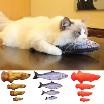 

Pet Soft Plush 3D Fish Shape Cat Toy Interactive Gifts Funny Biting Cat Catnip Puzzle Toy Simulation Fish Kitten Pillow Toys