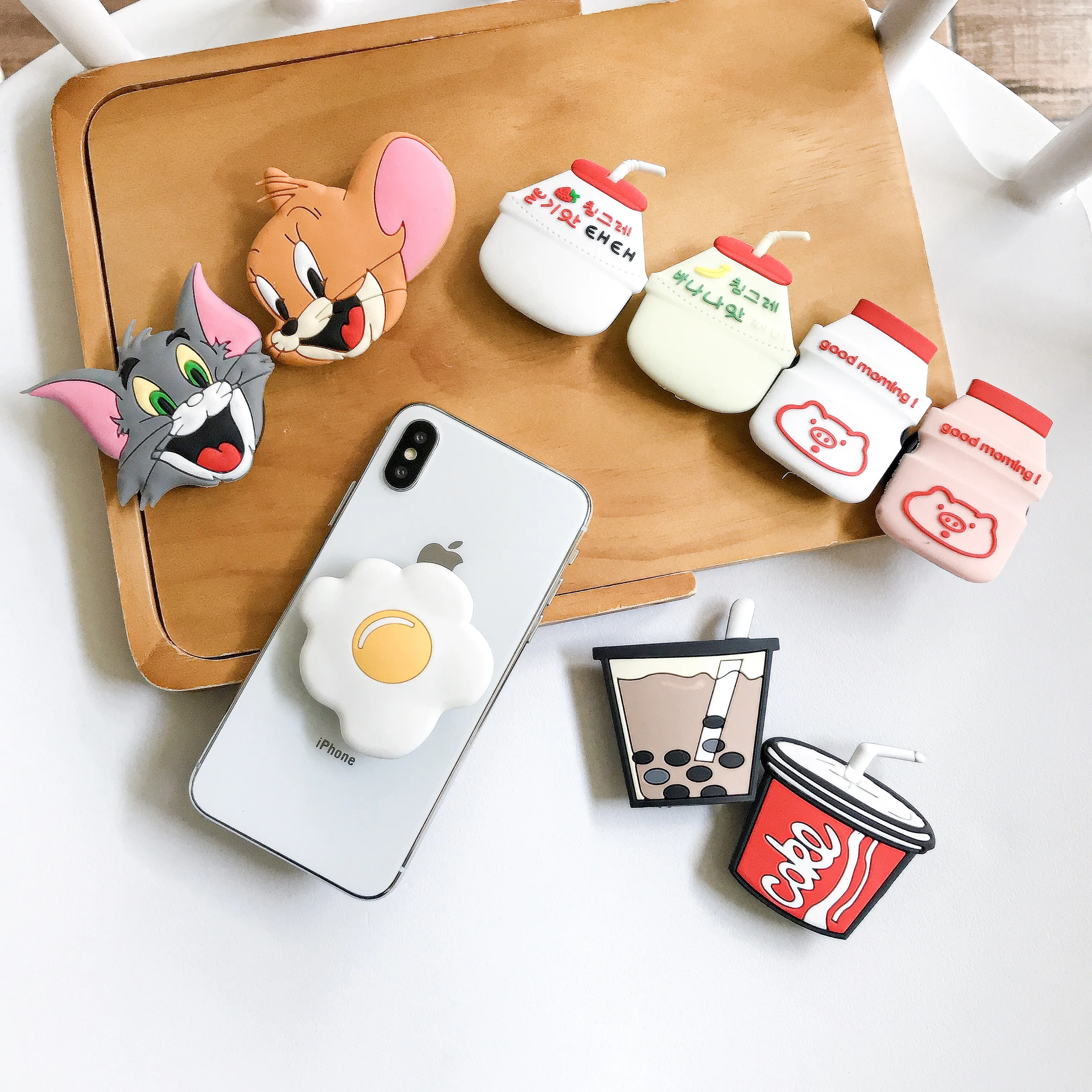 

Cartoon Round Universal Mobile Phone Ring Holder Airbag Gasbag Fold Stand Bracket Mount For IPhone 11 XR X Samsung Huawei Xiaomi