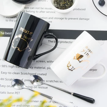 

Creative cartoon 12 zodiac ceramic cup personality tea cup with cover spoon coffee cup office tea cup