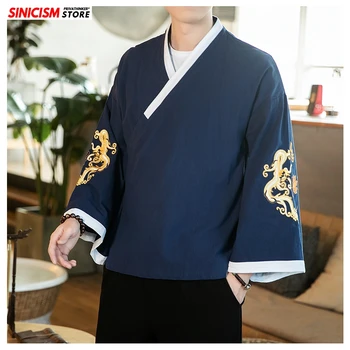 

Sinicism Store 2020 Mens Spring Embroidery Jackets Men Chinese Style Casual Belt Loose Jacket Male Vintage Coat Oversize Clothes