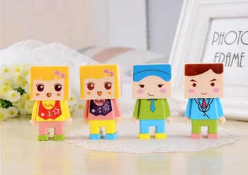 

2Pcs Cartoon Cute Little People DIY Assembly Creative Pencil Sharpener Double Hole With Eraser