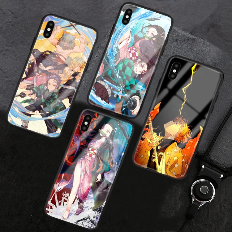 

Kamado Nezuko Kimetsu no Yaiba Demon Slayer Tempered glass Phone Case For iphone 6/6s 6plus 7 / 8 X , XS , XR , XSMax 11 pro