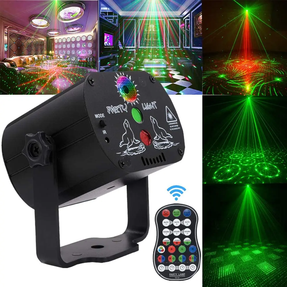 

Mini RGB Disco Light DJ LED Laser Stage Projector 60 Patterns red blue green Lamp USB Rechargeable Wedding Birthday Party Lamp