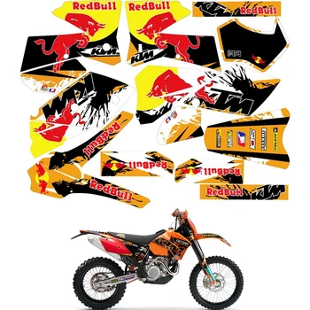 

For KTM EXC Series 2005 2006 2007 Graphics Decals Stickers Custom Number Name 3M Full Motorcycle Backgrounds Accessories