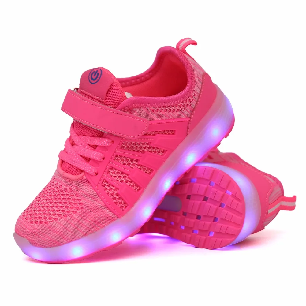Blue Pink Black New 28-37 USB Charger Glowing Sneakers Led Children Lighting Shoes Boys/Girls illuminated Luminous Sneaker