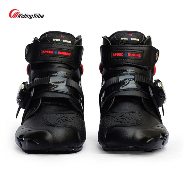 Новинка; короткие мотоциклетные ботинки из микрофибры; гоночная обувь для верховой езды; нескользящая обувь для мотокросса; мотоботы - Цвет: black