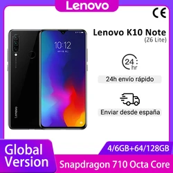 Глобальная версия Lenovo K10 Примечание (Z6 Lite) смартфон 6 ГБ 128 Snapdragon 710 6,3 дюймов тройной камер мобильных телефонов 4050 мАч