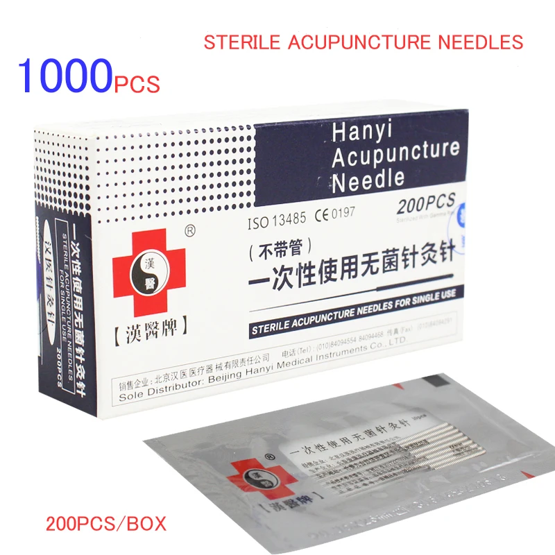 1000 Pcs Flat Handle Needle Sterile Acupuncture Needles for Single Use Hanyi Without Tube Beauty Massage Applicators | Красота и