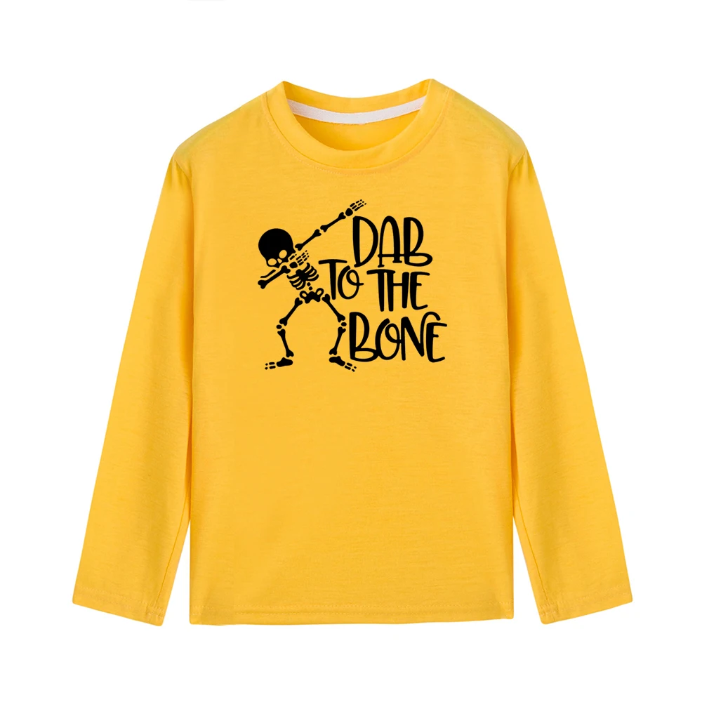 Детская футболка с принтом Dab To The Bone модная футболка с длинными рукавами для мальчиков и девочек Забавные футболки унисекс для малышей