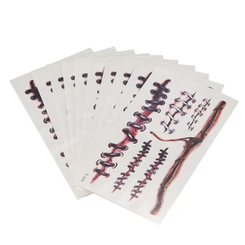 

Waterproof Temporary Tattoo Sticker Halloween Terror Wound Realistic Blood Injury Scar Fake Tattoo Sticker
