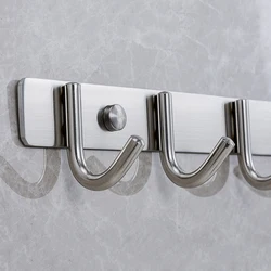 Hooks Sliver 304 Stainless Steel Hook Perforated Nail Free Row Structure For Bathroom Bedroom Kitchen Accessories Hook Optional