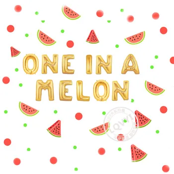 

16 inch one ia a melon foil Letter balloons banner for baby shower Decora watermelon luau party decoration party supplier