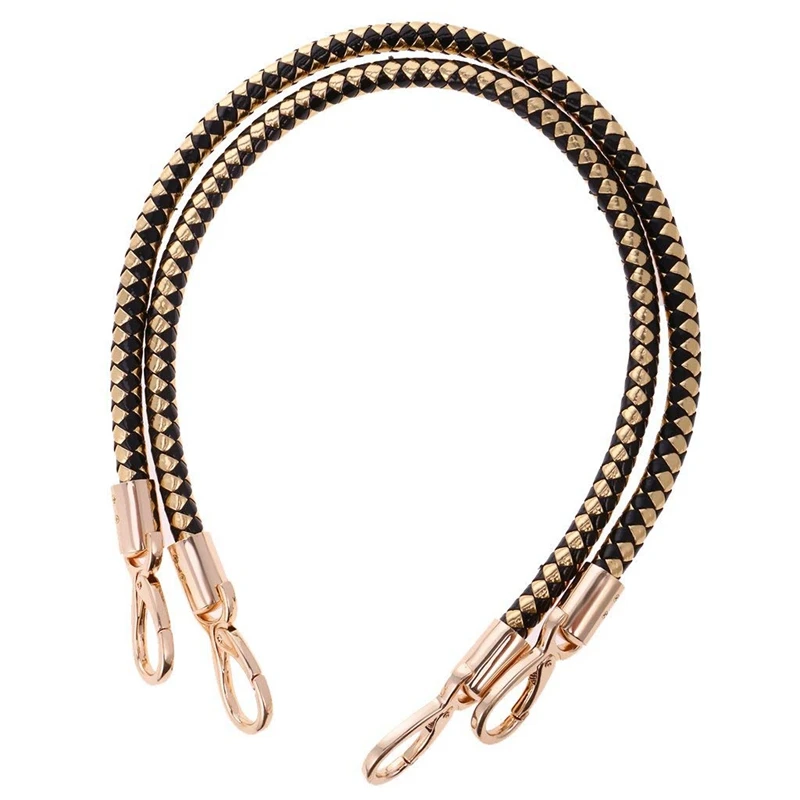 ABDB-4 Pcs Bag Accessories Ladies Adjustable Wallet Tote Bag Handle Bag Handle 60Cm, 2 Pcs Black with 2 Pcs Black Gold