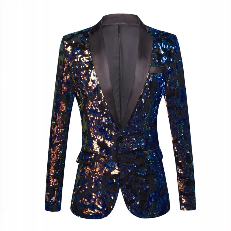 

Men Shawl Lapel Blazer Designs Plus Sequins Suit Jacket DJ Club Stage Singer Clothes Nightclub Blazer Wedding Party Suit Jacket