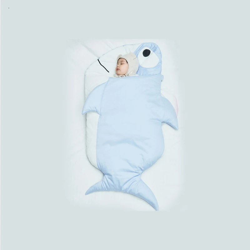 Light Blue Shark Спальный конверт кокон для кровать для новорожденных коляска детская спальная сумка осень зима мягкое стеганое одеяло для детской кроватки защита для кроватки детское постельное белье - Цвет: Light Blue Shark
