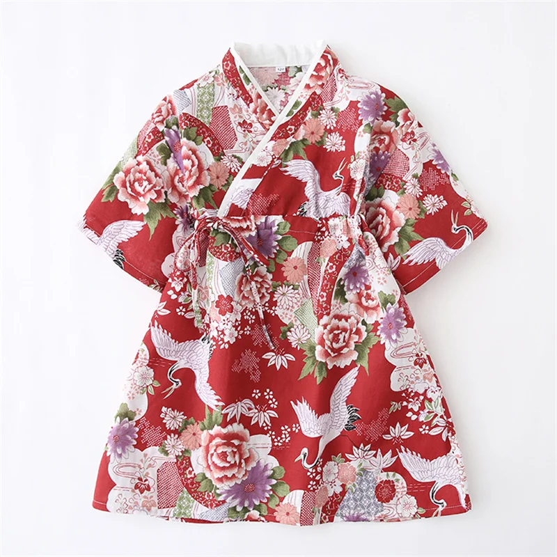 

Кимоно женское хлопковое в японском стиле, винтажная традиционная пижама в японском стиле, ночная рубашка с цветочным принтом, юката, с поясом