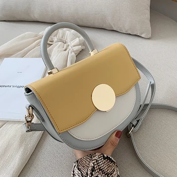 

Contrast color pu Leather Crossbody Bags For Women 2020 Travel Handbag Fashion Shoulder Messenger Bag Ladies Cross Body Bag