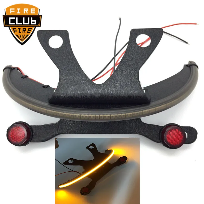 Motorcycle LED Fender Smoked Turn Signal Kit&Tag Light&Bracket For