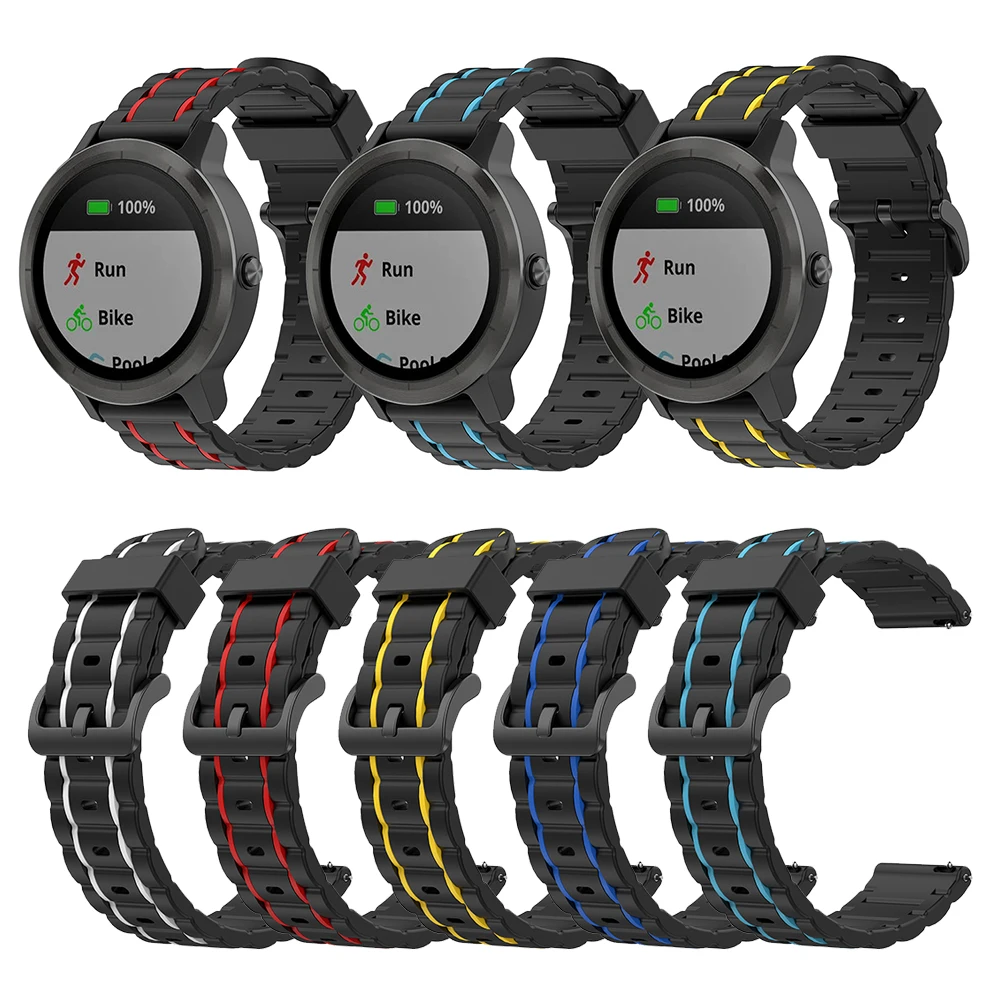 Спортивный силиконовый ремешок для Garmin vivoactive 3 4 vivomove HR / Forerunner 245 645 наручных