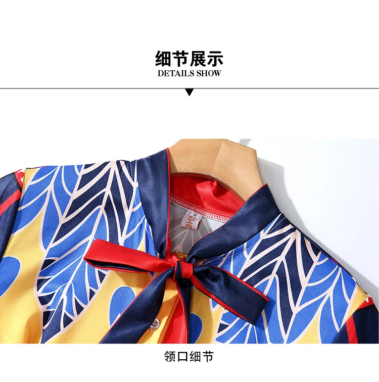 Banulin Fashion Runway Autumn Dress Women's Long Sleeve Bow Neck Multicolor Floral Printing Midi Elegant Vintage Dress