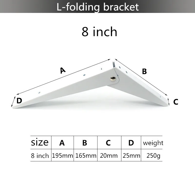 L 8 inch KK& FING, 2 шт./набор, белый треугольник, складной угловой кронштейн, регулируемый, настенный, Прочный подшипник, полка, кронштейн, мебельная фурнитура - Цвет: L 8 inch