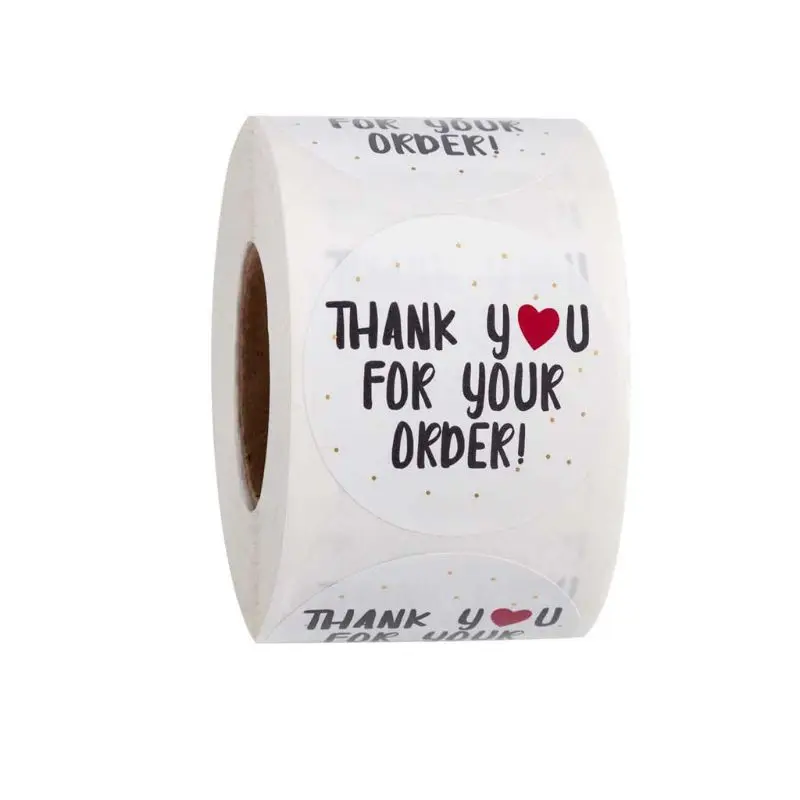 

500pcs/roll Round Thank You for Your Order Heart Sticker Handmade Seal Labels