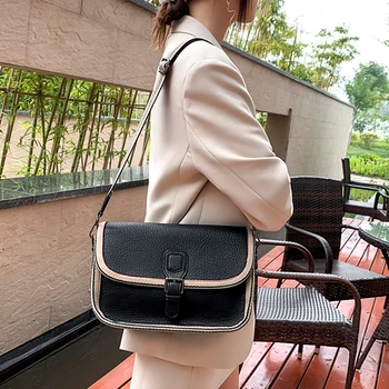 

Hit Color Shoulder Bag for Women 2020 New Designer Leather Luxury Tote Handbags Female Crossbody Messenger Bags with Wide Strap