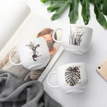 

500ml Coffee Cup Ceramic Travel Beer Mug Plant Profiteering Breakfast Dessert Milk Coffe Cups And Mugs Gift Drinkware Porcelain