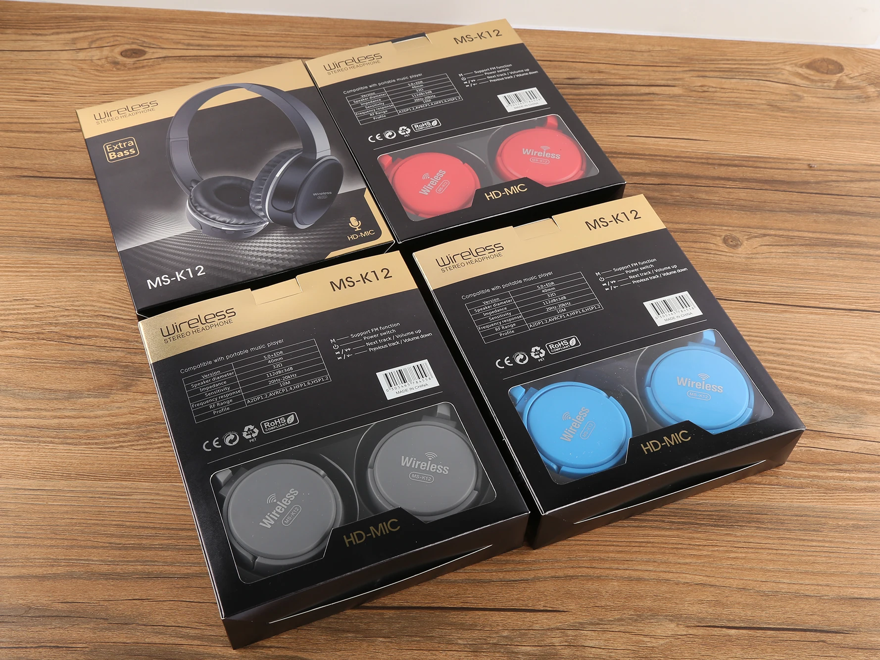 VOXLINK High quality bluetooth headphones with microphone wireless stereo headset FM music for Iphone Samsung Xiaomi mp3 sports