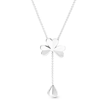

Women 925 Sterling Silver Fashion Clover Pendant Necklace For Women Party 925 Fine Jewelry Size 70cm