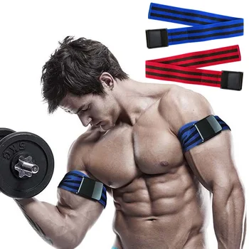 

BFR blood flow blocking training with arm straps weightlifting exercise muscle blood flow occlusion elastic band restriction ban