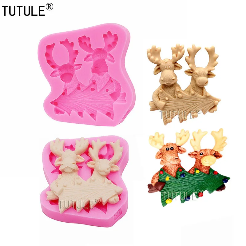

Christmas Deer Fondant Resin Chocolate Decorating Silicone Deer Mold,Polymer Clays,Animals Cake Decorating Tools Candy Mould