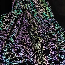 Сетка Красная ткань Солнечная молния Черная вспышка печать трендовая ткань светоотражающая ткань ручной работы diy креативная лазерная ткань для одежды