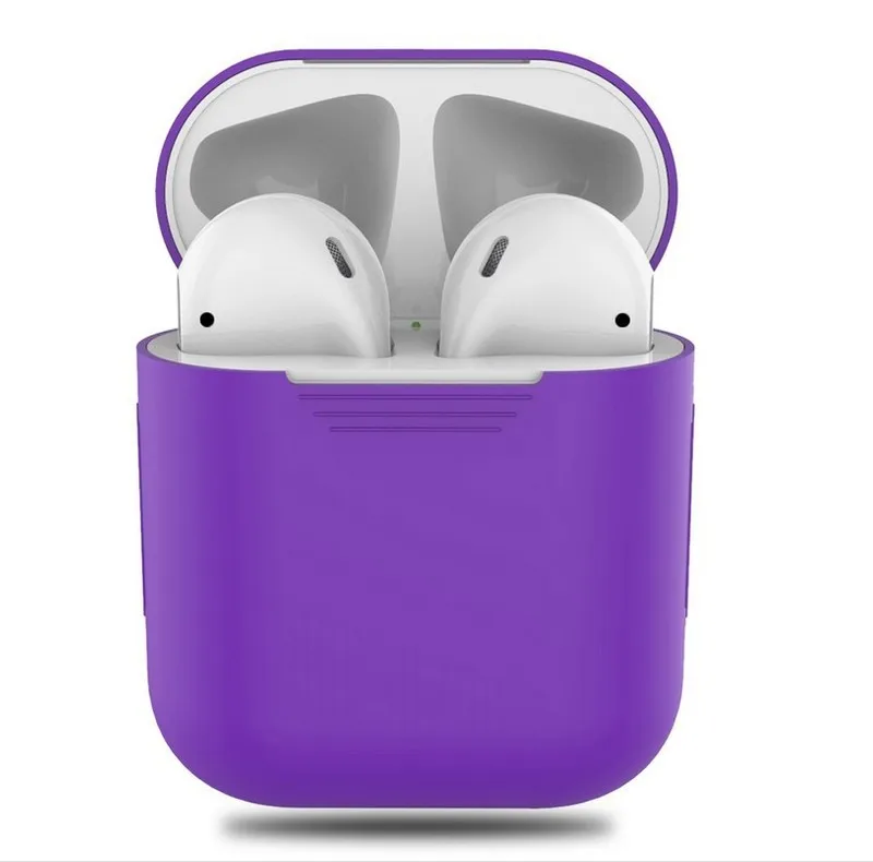 ТПУ силиконовый Bluetooth беспроводной чехол для наушников Защитный чехол для airpods кожа аксессуары для Apple Air Pods зарядная коробка - Цвет: purple
