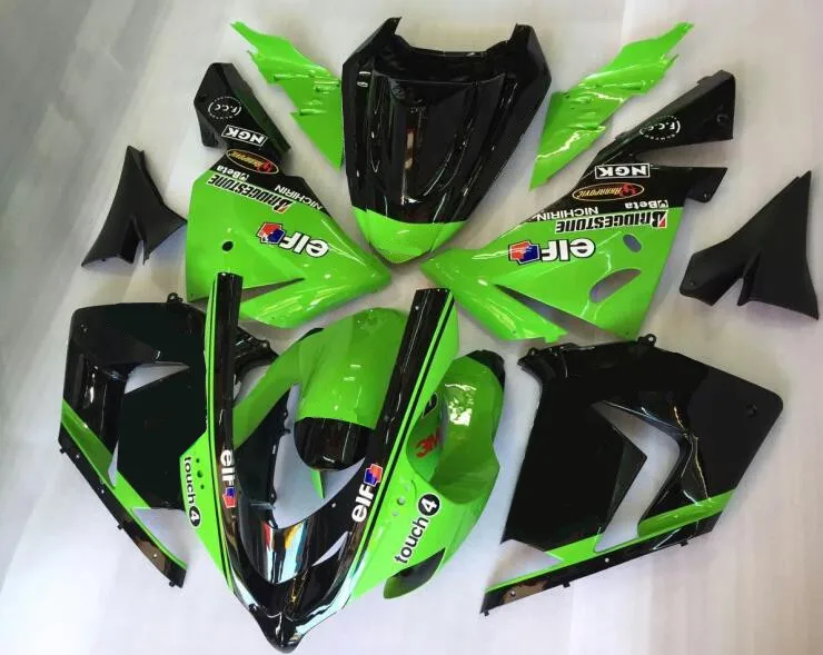 4 подарки Новые ABS мотоциклетные полные комплекты обтекателей подходят для Kawasaki Ninja ZX-10R 2004 2005 10R 04 05 набор обтекателей хороший зеленый черный эльф