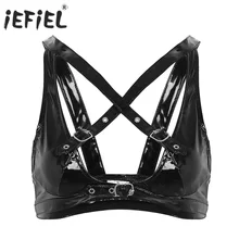 Женская комбинация танки костюмы с мокрым эффектом белье открвенный наряд для ночного клуба без проволоки женский бюстгальтер без подкладки топ с пряжкой Ремни