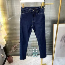 Женские брюки осенние и зимние джинсы с высокой талией