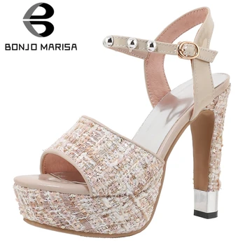 

BONJOMARISA 2020 Trendy Hot Brand mixed-color Platform Sexy High Heels Sandals Women Summer Fashion Date Shoes Woman