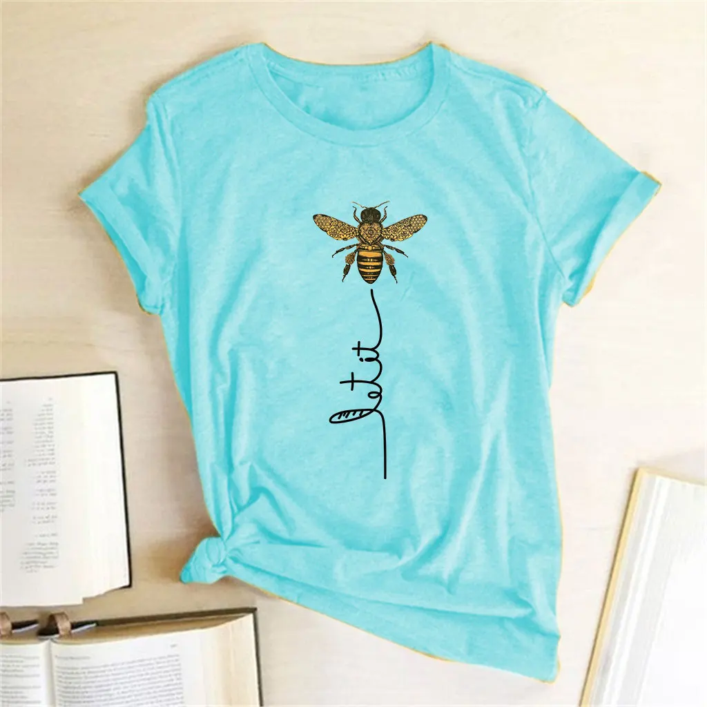 Hillbilly Women Bee Kind T-shirt Aesthetics Graphic Short Sleeve Cotton Polyester T Shirts Female Camisetas Verano Mujer 2020
