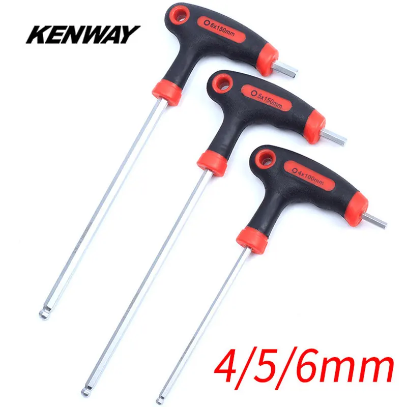 3pcs- 4 5 6mm KENWAY 7 Размер, набор инструментов для ремонта горного велосипеда, шестигранный ключ, 2,5-10 мм, для тормоза, педали, гарнитура, шток, установка, разборка - Цвет: 3pcs- 4 5 6mm