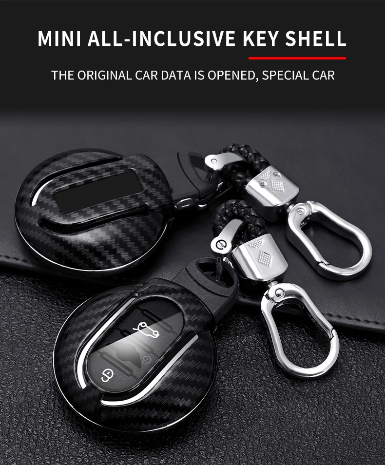 Carbon Fiber Car Smart Key Cover Case Fob Mini Cooper R55 Clubman Countryman F56 F55 F54 2018 2021 CarProtect Shell Accessories - Hb01b995e139b4452a9fee2404258b4707