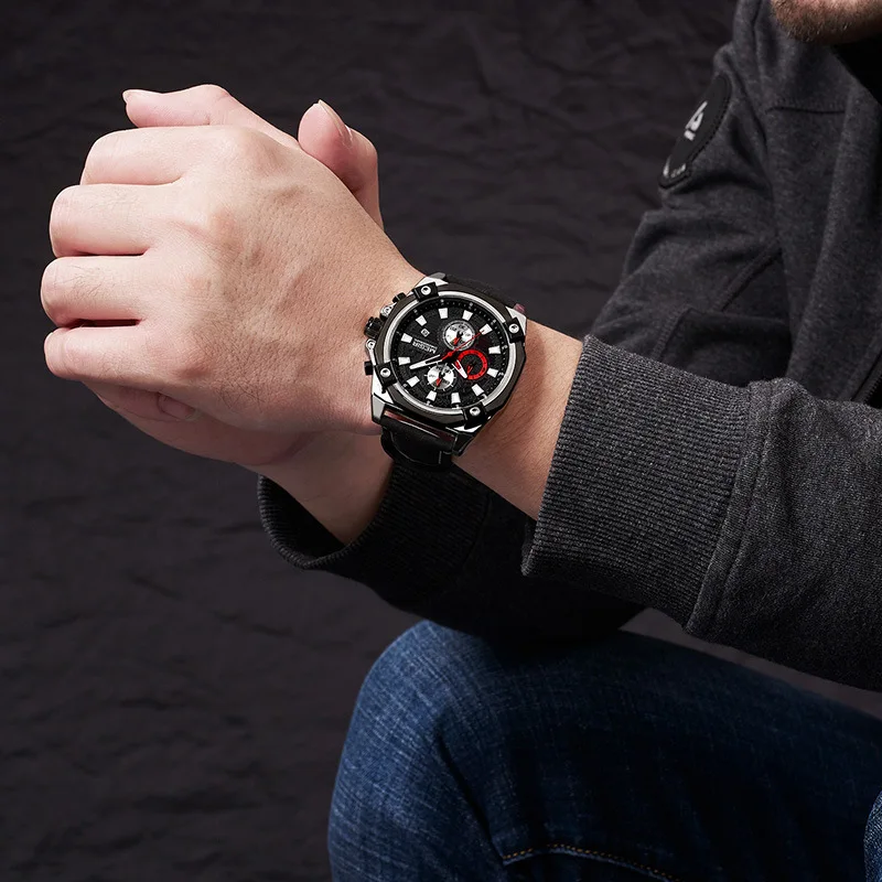 

Mei gainer Me g ir Multi-functional Timing Sports Calendar Quartz Watch MEN'S Watch 2054G