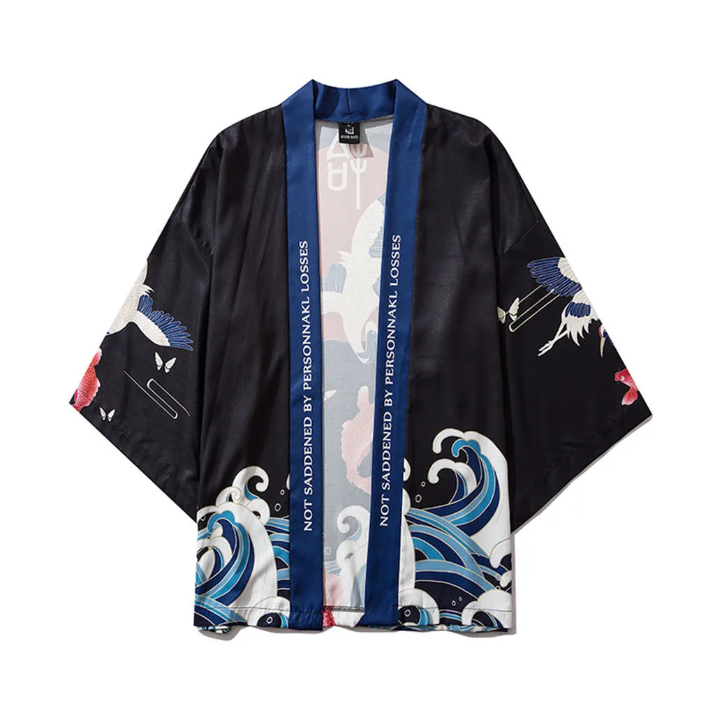 Jacke Top Summer Japanese Five Point Sleeves Kimono Mens and Womens Couple Cloak