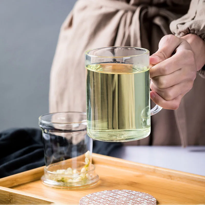 Tea Infuser Household Puer Glass Teacup Office Heat Resistant High Temperature Explosion Proof Rose Flower Tea Cups Mugs tea cup