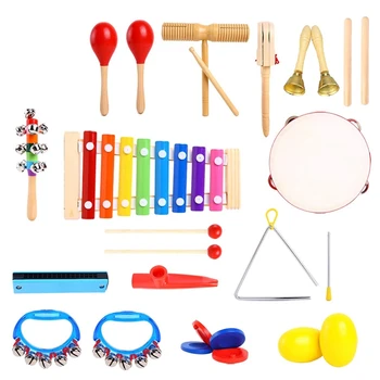 

Music Instruments for Kids Music Toys 20 Pcs, Kids Percussion Musical Instrument Set with Tambourine & Xylophone