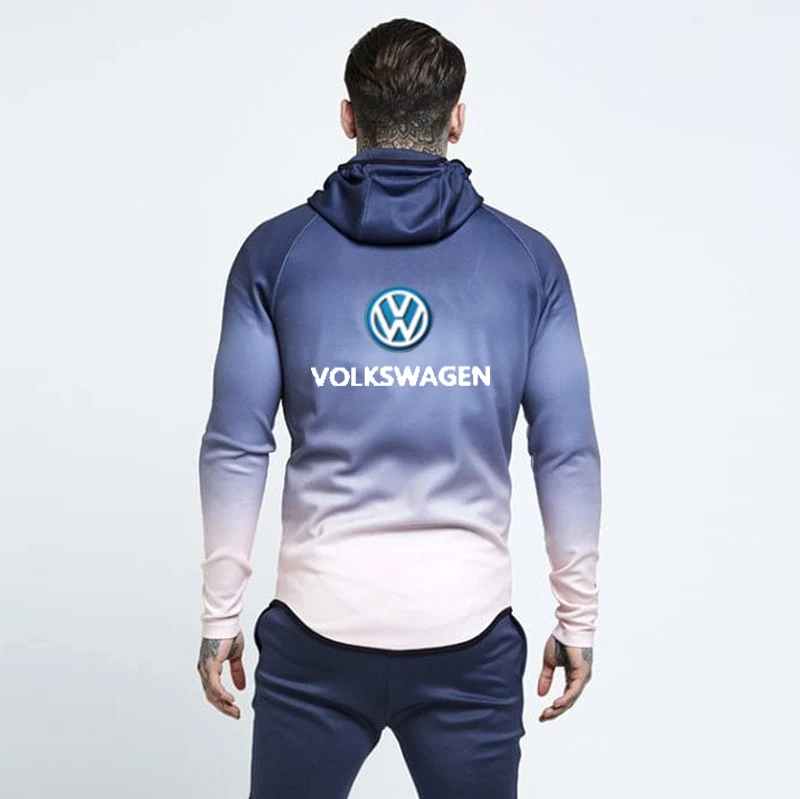 Весенне-осенняя куртка на молнии, толстовки с капюшоном с принтом автомобиля volkswagen, одежда с градиентом, флисовая толстовка с длинным рукавом, мужская толстовка с капюшоном