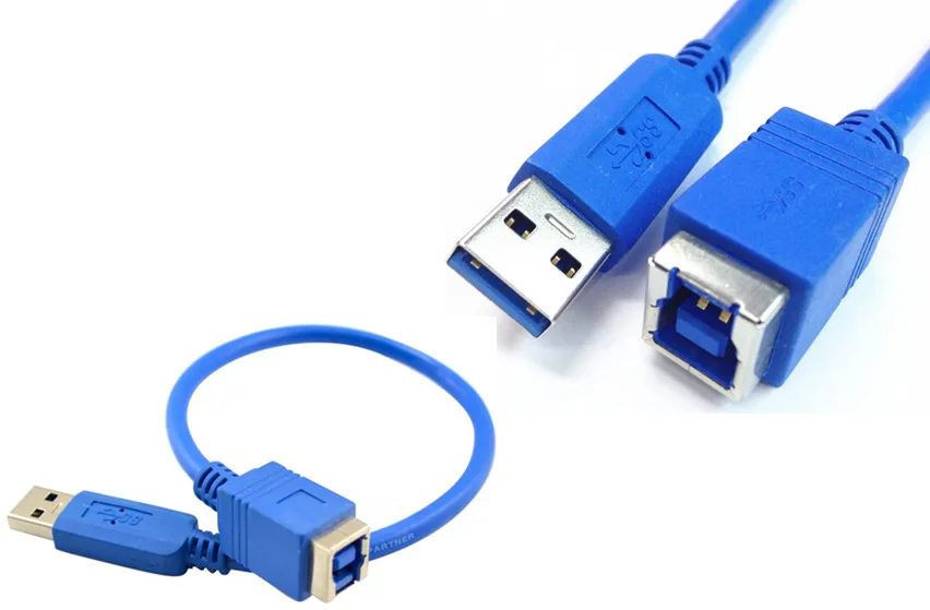 USB 3,0 B Женский USB 3,0 кабель USB 3,0 A штекер в B Женский кабель для передачи данных 30 см