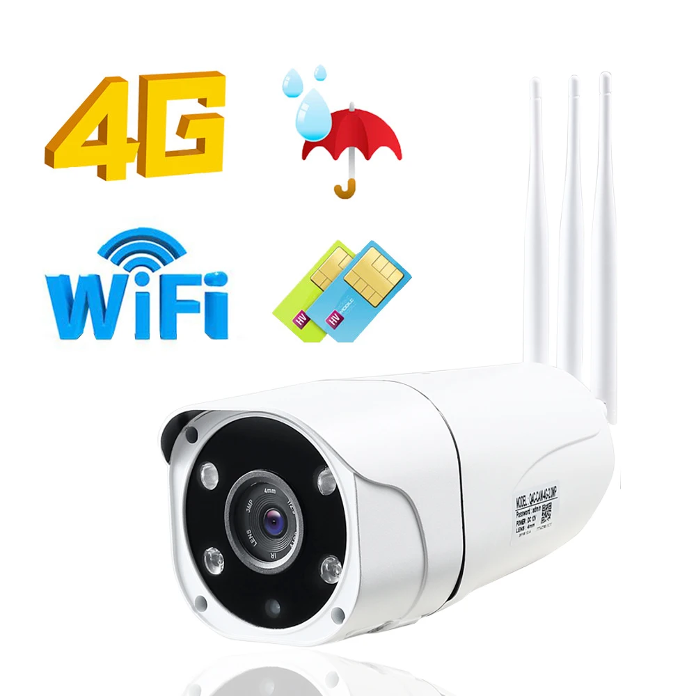 

3G 4G SIM Card WiFi Outdoor Camera 1080P Bullet Wireless IR Night Vision IP Camera Security CCTV Newest Full HD Waterproof Onvif